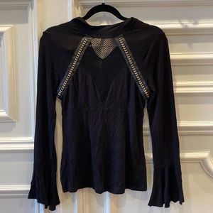 Elegant Black Mesh Detail Women's Top